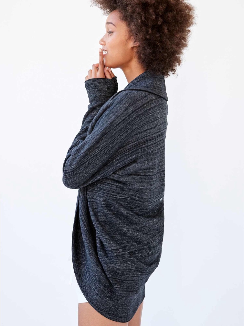 Wilfred gray open cardigan marled stud women small cotton modal Diderot sweater